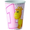 Bicchieri Animaletti Rosa -Party Supplies Area bicchieri 1 anno animaletti rosa
