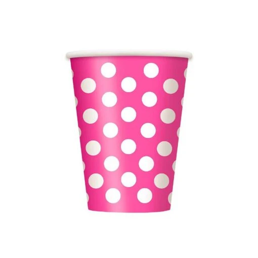Unique Bicchieri Carta Fucsia A Pois Bianco