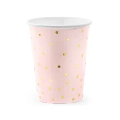 Partydeco Bicchieri Rosa A Pois Oro