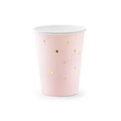 Partydeco Bicchieri Rosa A Stelline Oro