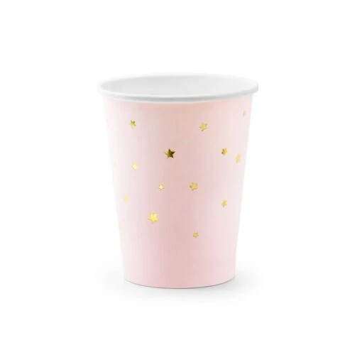 Partydeco Bicchieri Rosa A Stelline Oro