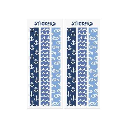 Partydeco Bustine A Righe Azzurro Con Stickers - Image 3