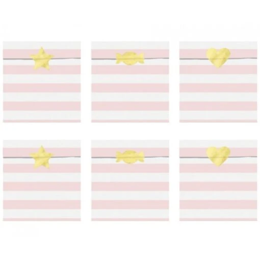 Partydeco Bustine A Righe Rosa Con Stickers