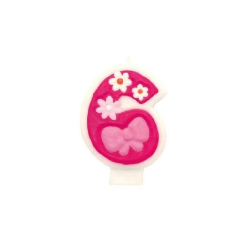 Candela Numerale Rosa 6