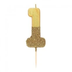 Talking Tables Candelina Numerale Oro Con Glitter 1
