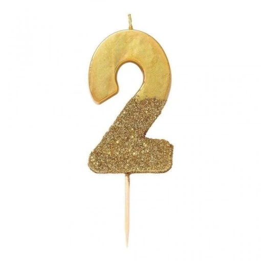 Talking Tables Candelina Numerale Oro Con Glitter 2
