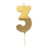 Talking Tables Candelina Numerale Oro Con Glitter 3 -Party Supplies Area candelina numerale oro con glitter 3