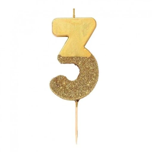 Talking Tables Candelina Numerale Oro Con Glitter 3