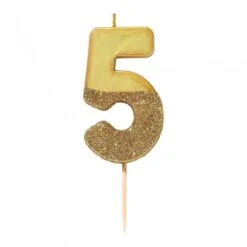 Talking Tables Candelina Numerale Oro Con Glitter 5