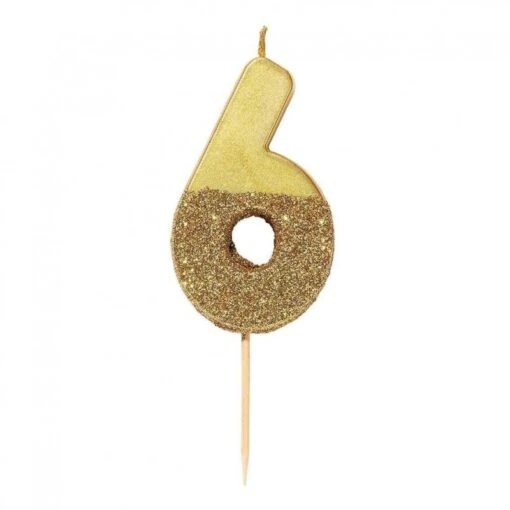 Talking Tables Candelina Numerale Oro Con Glitter 6