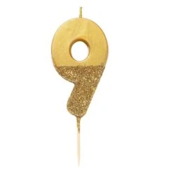 Talking Tables Candelina Numerale Oro Con Glitter 9