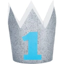 Creative Converting Coroncina 1 Anno Glitter Argento E Azzurro