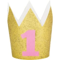 Creative Converting Coroncina 1 Anno Glitter Oro E Rosa